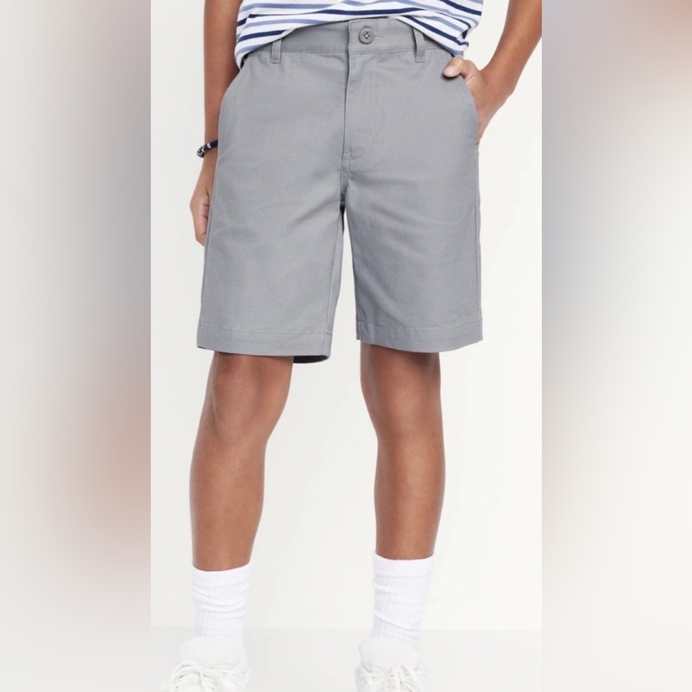 NEW Old Navy Shorts Boy's Size 14 Gray Chino short Adjustable Waist